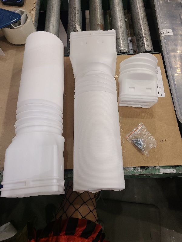 Photo 1 of 2 Pack Rain Gutter Downspout Extensions Flexible,Drain Downspout Extender Connector 21"-68",Screws for Included,White