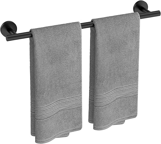 Photo 1 of **MSRP 26.99** USHOWER Matte Black Towel Bar, 24-Inch Towel Rack for Bathroom Wall Mounted, Thicken SUS304 Stainless Steel Towel Rod Modern Home Decor (Total Length 26-Inch)