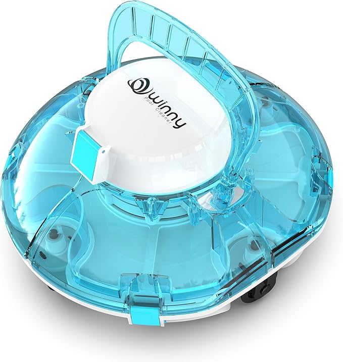 Photo 1 of (2025 Upgrade) Cordless Robotic Pool Cleaner, Lasts 80 Min, Automatic Vacuum for Above-Ground Pools up to 645 Sq.ft,Portable, Self-Parking (Transparent Blue)