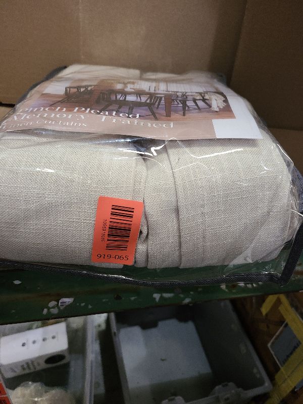 Photo 1 of 108 Inch Linen Curtains 2 Panels Set Pinch Pleated for Living Room Bedroom Memory Training Shaped Semi Sheer Neutral Beige Tan Flax Burlap Pleat Drapes Hooks Rings Light Filtering Window Curtain