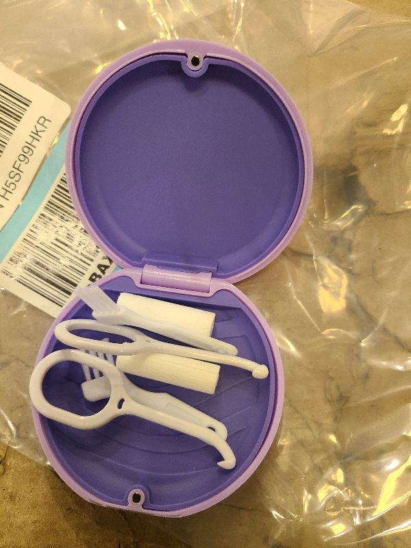 Photo 1 of 2 Pack Retainer Case, Slim Aligner Case, Compatible with Invisalign, Mouth Guard Case, Cute Orthodontic Retainer Case with Retainer Removal Tool and Brush, Purple