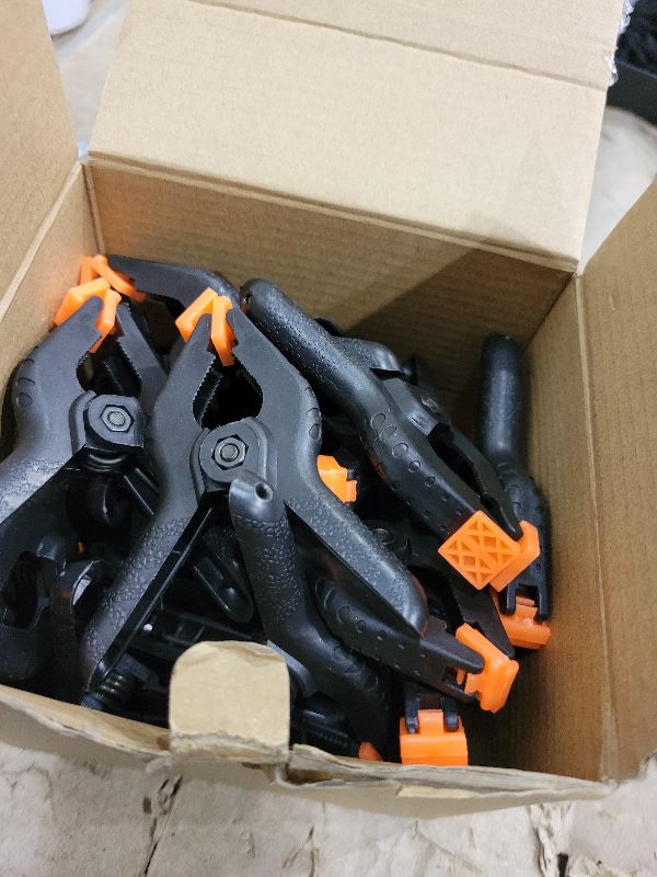 Photo 1 of 24 Pack 3.5 inch Plastic Spring Clamps, Black Heavy Duty Clips, Backdrop Clips, Plastic Clamps for Crafts, Backdrop Stand, Woodworking, Photography