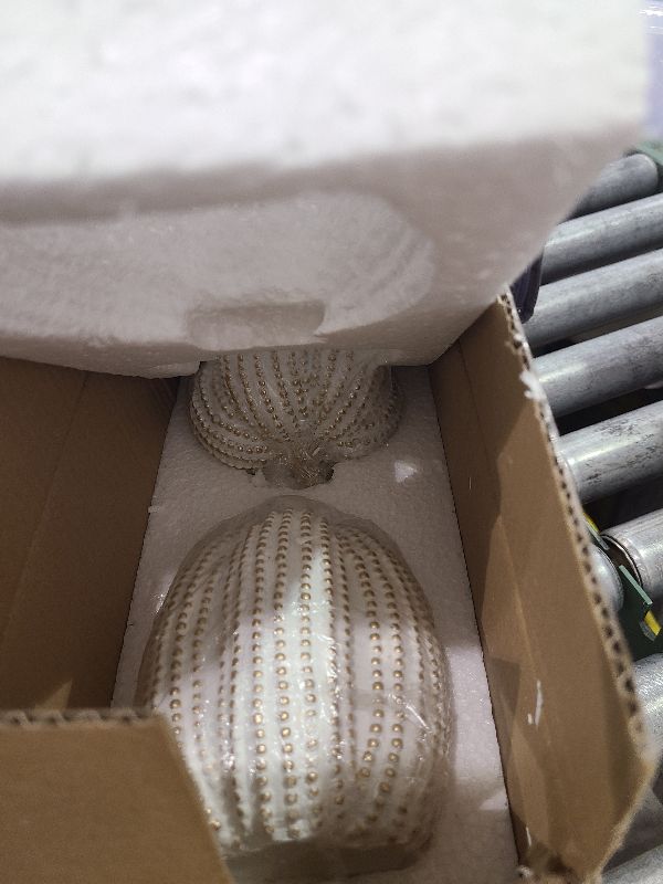 Photo 1 of 2Pcs Halloween Pumpkin Artificial Resin Pumpkins Decor for Mantel Harvest Autumn Tabletop Decoration Gold Fall Pumpkin Decorations Thanksgiving Table Centerpieces (Set A, ONE Size)