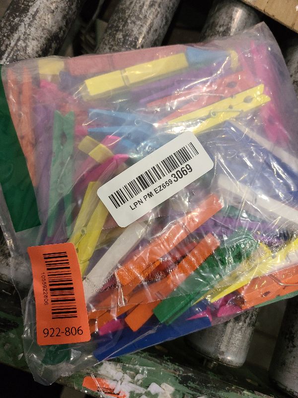 Photo 1 of 100 Pcs Colored Clothes Pins Wooden, Colored Clothespins for Crafts 2.9 Inch, Clothing Pins for Hanging Classroom