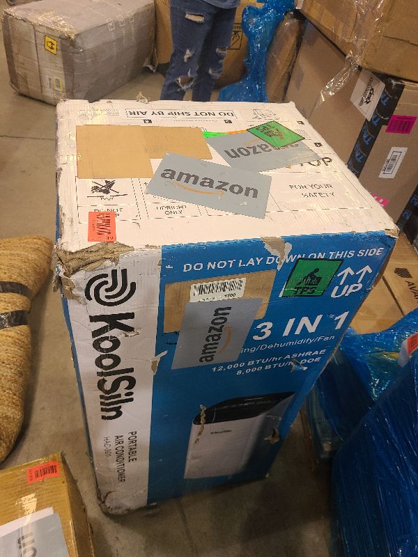 Photo 1 of 12,000 BTU Portable Air Conditioner Cools Up to 550 Sq.Ft, Auto-Evaporation Low Noise Portable AC Unit with Remote Control Fits for Large Room, Office, Garage,Cold White