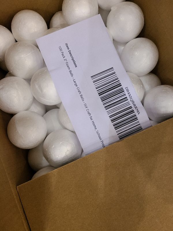Photo 1 of 100 Pack 2'' Foam Balls - Large Craft Balls - DIY Craft for Home, School Project - Bulk Value Pack