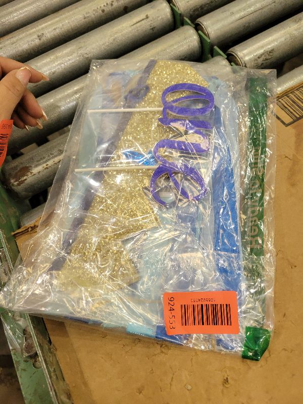 Photo 1 of 1st Birthday Boy Decorations with Burlap Highchair Banner, Cake Topper, Blue Hat Crown for Happy First Birthday Party Decoration Supplies