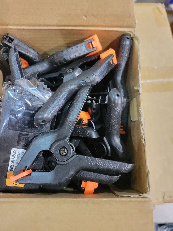 Photo 1 of 24 Pack 3.5 inch Plastic Spring Clamps, Black Heavy Duty Clips, Backdrop Clips, Plastic Clamps for Crafts, Backdrop Stand, Woodworking, Photography