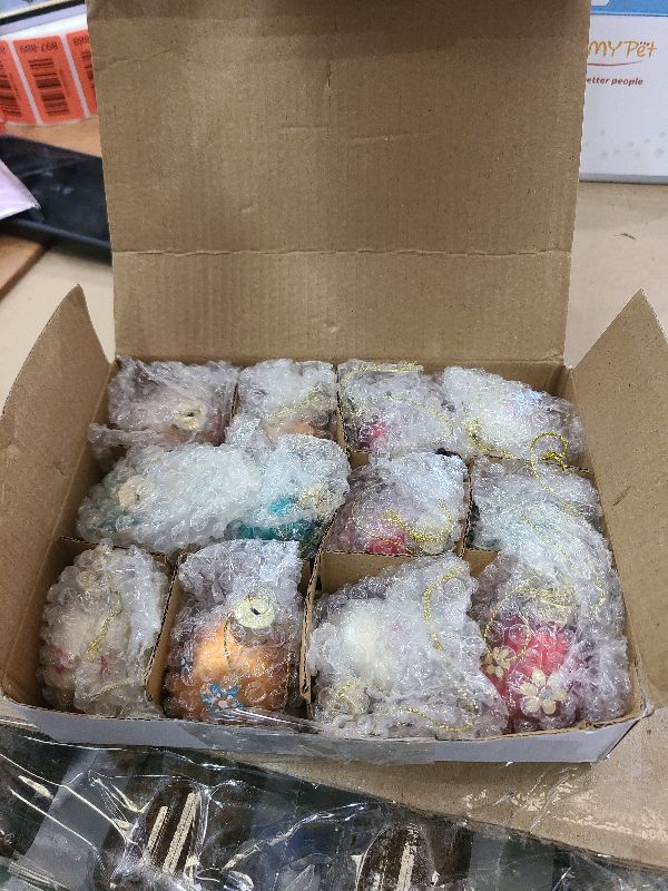 Photo 1 of 12pcs Day of The Dead Glass Ornaments - Dia De Los Muertos Sugar Skull Ornaments - Halloween Hanging Skeleton Head Ornament for Christmas Tree Hanging Decorations