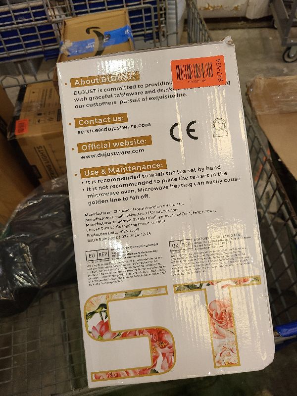 Photo 1 of DUJUST 22 pcs Porcelain Tea Set for 6, Luxury British Style Tea/Coffee Cup Set with Golden Trim, Beautiful Tea Set for Women, Tea Party Set, Gift Package (Including a Stand) - Black