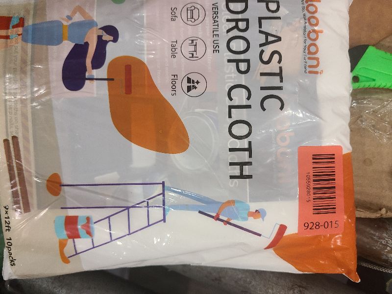 Photo 1 of 10 Piece Painter Plastic Drop Cloths Sheet,Waterproof Anti-dust Cover,9x12 Feet Disposable Tarp for Painting for Couch/Furniture Cover