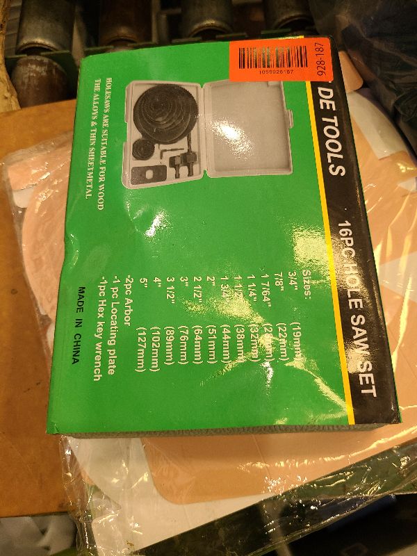 Photo 1 of 16Pcs Hole Saw Kit Including 3/4”-5” (19-127mm) Universal Hole Saw Blades, Mandrels, Drill Bits, Installation Plate, Hex Key for Woodworking