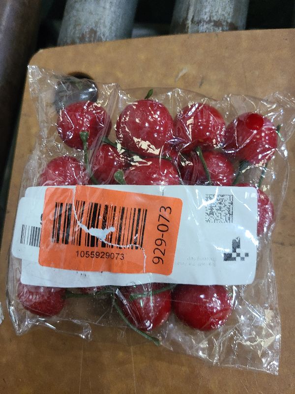 Photo 1 of 20pcs Red Artificial Cherries, Fake Fruit Decor Simulation Cherry Model Lifelike Fruit Cherry Ornament, Home Kitchen Party Decoration Desk Ornament Photography Prop