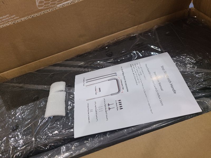 Photo 1 of 2 Step Stool with Handle for Elderly, Heavy Duty Step Stool with Adjustable Handrail, Non-Skid Platform and 6 Fixing Buckle, Bed Steps for High Beds for Adults, Seniors, Hold up to 450LBS Black