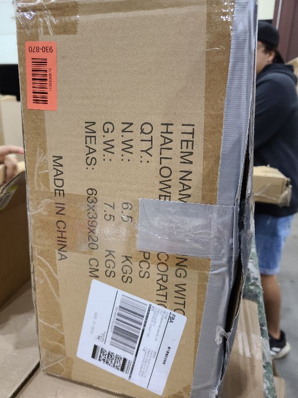 Photo 1 of 10.5FT Outdoor Animated Flying Witch Halloween Decor on Broom, Sound Activation,Eyes Glowing,Scary Sounds, Animatronics Hover Witch for Garden Yard Lawn Decorations