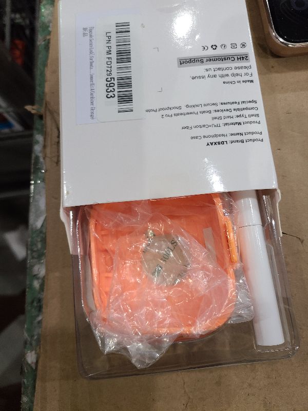 Photo 1 of [Upgrade Secure Lock] for Beats Powerbeats Pro 2 Case Cover, LDSXAY Carbon Fiber Shockproof Protective Cover for Powerbeats Pro 2 2025 with Cleaner Kit & Carabiner (Orange)