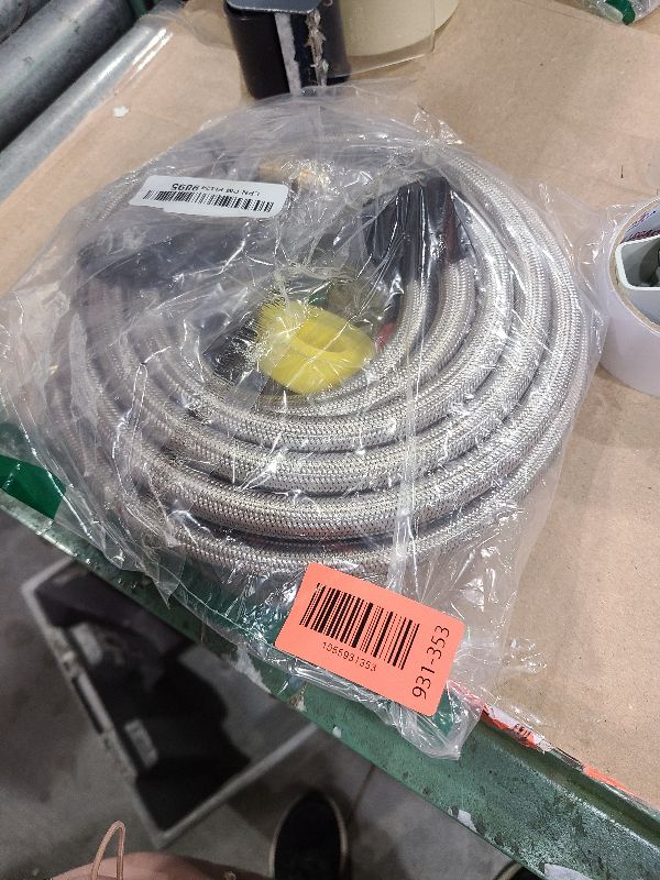 Photo 1 of 24 Ft High Pressure Braided Propane Hose Extension with Conversion Coupling: 3/8" Flare to 1/2" Female, 1/4" Male, 1/8" NPT Male, for BBQ, Fire Pit, Heater