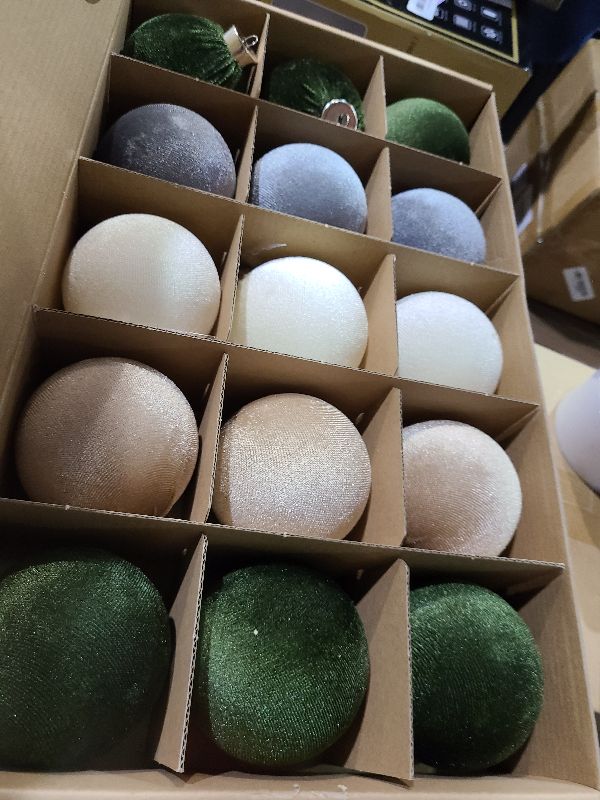 Photo 1 of 3.15 Inch Velvet Ball Ornaments for Christmas Tree 15 PCS, Large Neutral Flocked Christmas Bulb Ornaments Set - Earth Tone Decorative Hanging Baubles, Shatterproof Xmas Decor for Holiday (Multicolor)