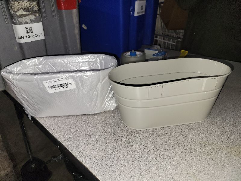 Photo 1 of 2 Pack Metal Iron Hanging Flower Pot, Oval Railing Planter Fence Garden Balcony Planter Hanging Plant Pot Metal Bucket Flower Holders with Detachable Hooks for Outdoor Indoor Home Décor(Grey)