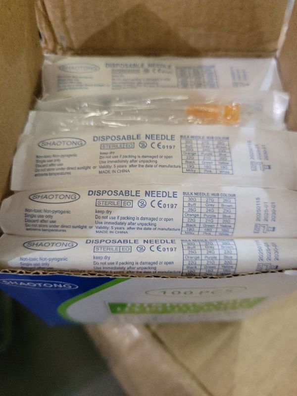 Photo 1 of 100Pack 25 Gauge 1/2 Inch Lab Needles, Disposable Luer Lock Supplies