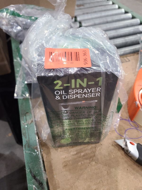 Photo 1 of 2-IN-1 500ml/17oz Light-Blocking Dark Oil Sprayer for Cooking with Sticker, Dark Green Glass Olive Oil Dispenser Bottle for Kitchen, Even Spray with Portion Control, Perfect for Air Fryer, BBQ - Black