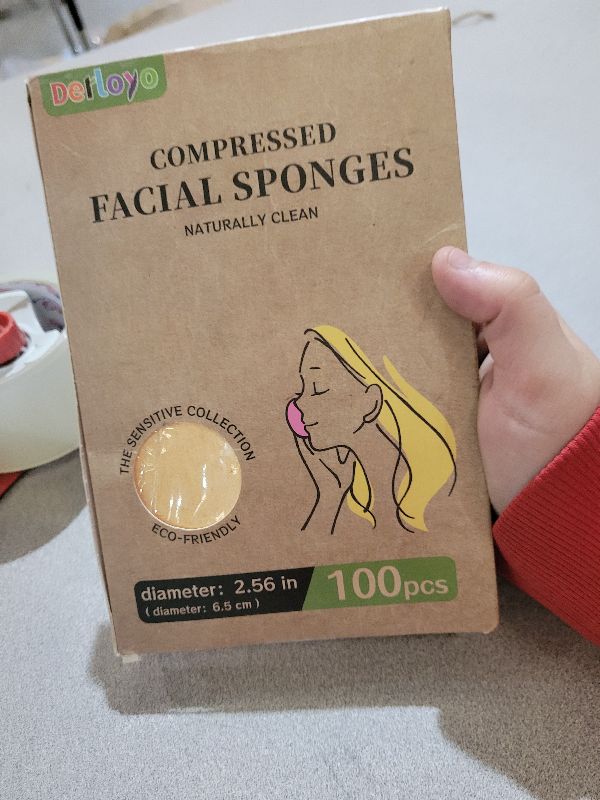 Photo 1 of 100-Count Compressed Facial Sponges, Natural Cosmetic Spa Sponges for Facial Cleansing, Exfoliating Mask, Makeup Remover, Travel Face Sponges - Yellow
