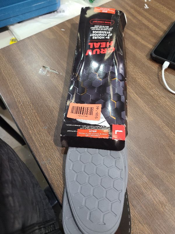 Photo 1 of (New) Work Comfort Orthotic Insoles - Anti Fatigue Shoe Insert Men Women - Low Arch Support - Shock Absorption - Foot Pain Relief - Work Boot Insoles (Black Hexagons, L)