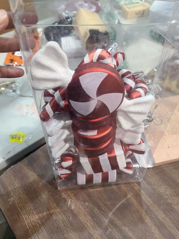 View 2 of 14Pcs Christmas Candy Cane Lollipop Ornaments for Christmas Tree Decorations,Red and White 6.5Inch Assorted Shapes Hanging Ornament with Ribbon for Xmas New Year Holiday Festival Home Party Decor