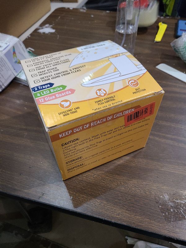 Photo 1 of 2 Packs Flea Traps for Inside Your Home, with 12 Sticky Discs & 4 LED Bulbs, Friendly to Pets& Kids, Indoor Bed Bug Flea Light Trap Pest Control for Home