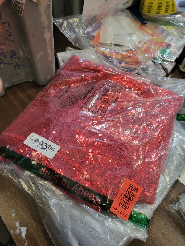 Photo 1 of 2×8FT-2PCS Red Sequin Backdrop Curtains Panels, Photography Backdrop Glitter Curtains Fabric Background for Christmas Wedding Party Decor