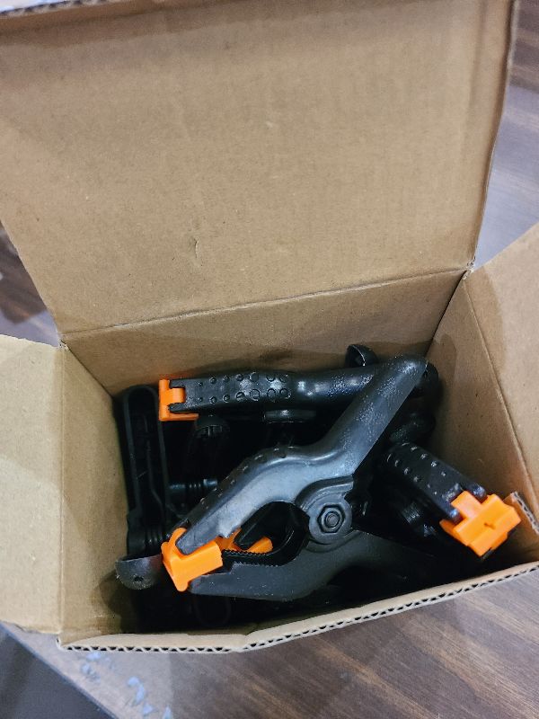 Photo 1 of 12 Pack Plastic Spring Clamps, 3.5inch Small Heavy Duty Clips for Crafts, Backdrop Stand, Woodworking, Photography Studios (Black)