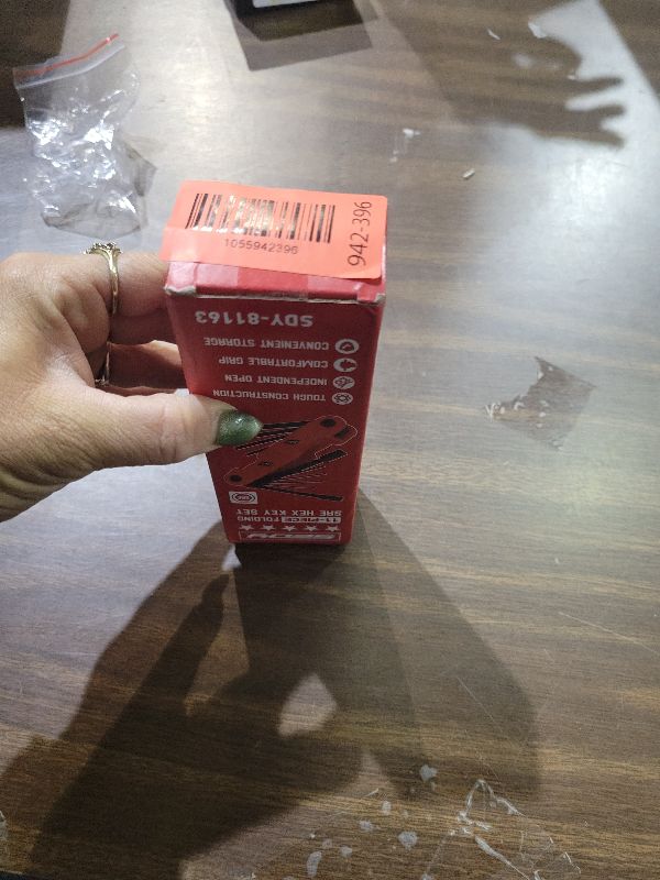 Photo 1 of 11-Piece Large Folding Hex Key Set SAE (3/32"-1/2"), Heavy Duty Allen Wrench Set, Portable Tool for Archery, Bike Repair, Furniture, and Basic Home Maintenance (Red)