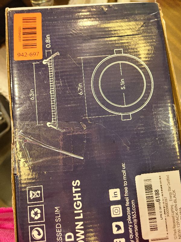 Photo 1 of 12 Pack Recessed Lighting 6 Inch with Junction Box, 5CCT 6 Inch Black LED Recessed Lights Dimmable 2700K/3000K/4000K/5000K/6000K, 15W1200lm Ultra Thin Recessed Lighting - ETL and Energy Star Certified