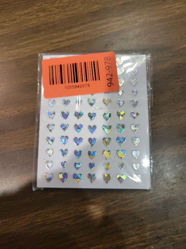 Photo 1 of 12 Sheets Self-Adhesive Heart Nail Stickers for Valentine's Day - 3D Pink Red Aurora Gold Decals for Nail Art Design - Supplies for Women