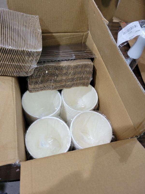 Photo 1 of [100 Pack] 12 oz Paper Coffee Cups, Disposable Paper Coffee Cup with Lids, Sleeves, and Stirrers, Hot/Cold Beverage Drinking Cup for Water, Juice or Tea, Suitable for Home, Shops and Cafes
