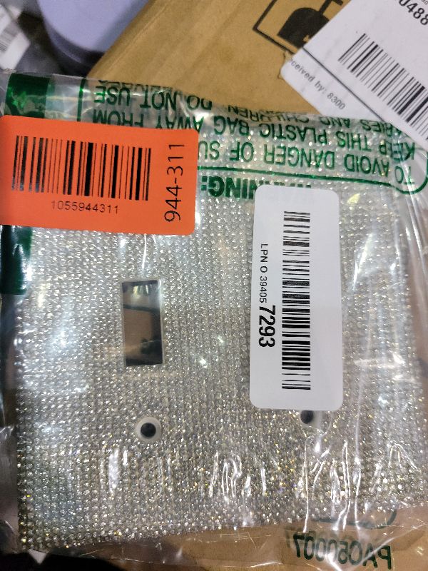 Photo 1 of 1 PC Shiny Silver Rhinestones Wall Plate Cover Switch Plate Covers Cover Light Switch Cover Switch Cover Decorative Double Gang Toggle Outlet Covers Bling Switch Cover