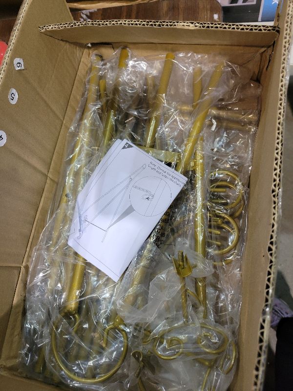 Photo 1 of 2 Pack Metal Round Tube Scroll Display Easel, Vintage Gold Decorative Large Adjustable Floor Standing Easel with Chain Support, Perfect for Showcasing Pictures, Artwork, Picture Frame Wedding Sign Etc