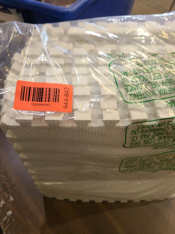 Photo 1 of 12 pcs Thickened Plush Foam Interlocking Floor Mat, Interlocking Foam Tiles with Edgings for Baby, Soft Anti-Slip Puzzle Area Square Rug Playmat for Children Room Bedroom(11.8", White)