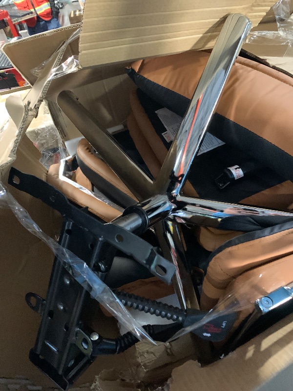 Photo 1 of *****************Lever is broken and missing parts********
Bush Business Furniture Studio C High Back Leather Executive Office Chair in Saddle Tan