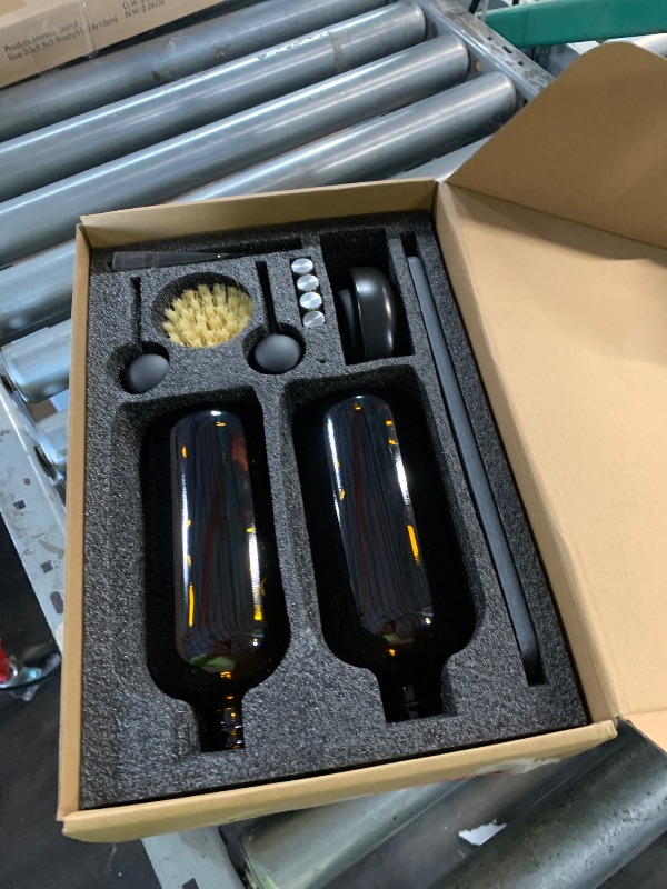 Photo 1 of [Luxury] Kitchen Soap Dispenser Set - 16OZ Amber Glass Bottle, Stainless Steel Pump, Instant Dry Tray, Waterproof Labels, Non-Slip Silicone Pad, and Dish Brush | Upgrade for Your Kitchen and Bathroom