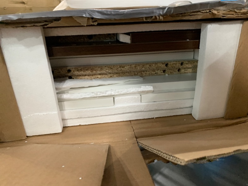 Photo 1 of ***********INCOMPLETE ITEM, THIS IS ONLY 1 BOX IN A MULTI BOX SET*****************
72" Coffee Bar Cabinet with Power Outlet & LED Light, Farmhouse Large Kitchen Hutch with Sliding Barn Door, Tall Bar Cabinets with Storage Drawers & Wine Glass Rack,Pantry