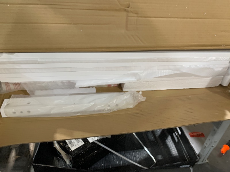 Photo 1 of ***PARTIAL SET ***(BOX 2 OF 2 ONLY)
DICTAC Triple Bunk Bed for Kids with Storage Drawers and Charging Station Twin Over Twin Metal 3 Bunk Bed with Storage Shelves and Box,3 Beds with Guardrails and Ladder ,No Box Spring Needed, White