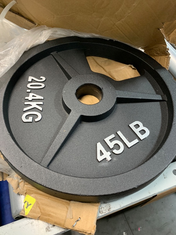 Photo 1 of (see all images) Fitvids Olympic Cast Iron 2-Inch Weight Plate for Strength Training & Weightlifting, Multiple Weights Available, 45LB