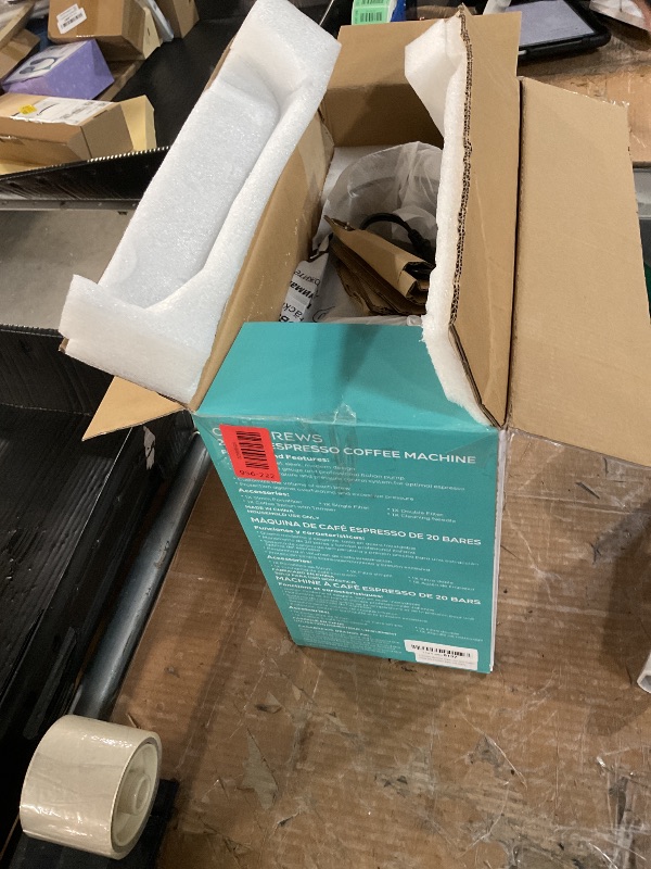 Photo 1 of (used) CASABREWS CM5418 Espresso Machine 20 Bar, Compact Espresso Maker with Steam Milk Frother, Stainless Steel Coffee Machine