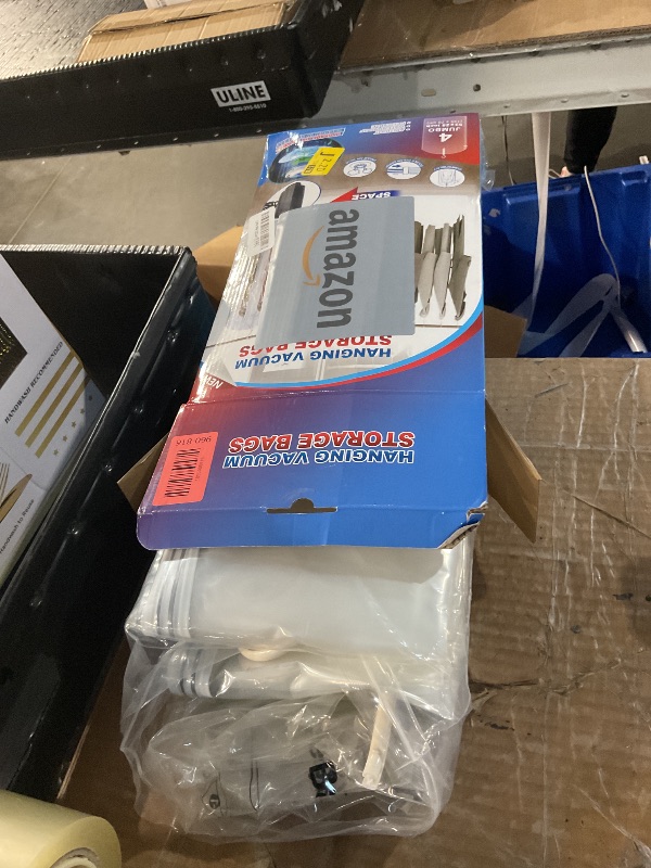 Photo 1 of ***(PARTS ONLY/ NON FUNCTIONAL)***Hanging Vacuum Storage Bags, 4 Pack Hanging Storage Bags for Clothes With Electric Pump, Vacuum Sealed for Suits, Dress, Jackets (4 Long)