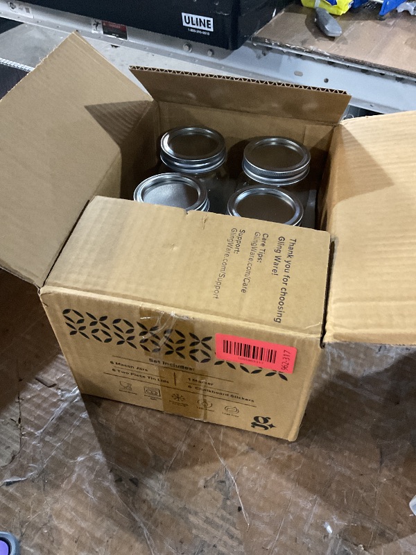 Photo 1 of [6 Pack] 16 oz. Regular-Mouth Glass Mason Jars with Metal Airtight Lids and Bands for 1 Pint Canning, Preserving, & Meal Prep