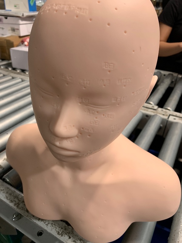 Photo 1 of (see all images) Esthetics Mannequin Head with Shoulders, Cosmetology Mannequin Head with Acupuncture Points, Soft PVC Mannequin Head 