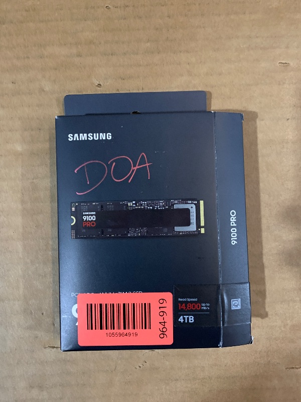 Photo 1 of * may or may not work*
Samsung SSD 9100 PRO 4TB, PCIe 5.0x4 M.2 2280, Seq. Read Speeds Up to 14,800MB/s, Best for AI Computing, Gaming, and Heavy Duty Workstations (MZ VAP4T0B/AM)