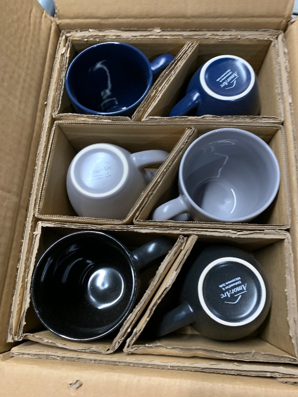 Photo 1 of (PARTIAL SET) AmorArc 16oz Coffee Mugs Set of 6, Large Ceramic Coffee Mugs for Man, Woman, Dad, Mom, Modern Coffee Mugs Set with handle for Tea/Latte/Cappuccino/Milk/Cocoa. Dishwasher&Microwave Safe, Multi