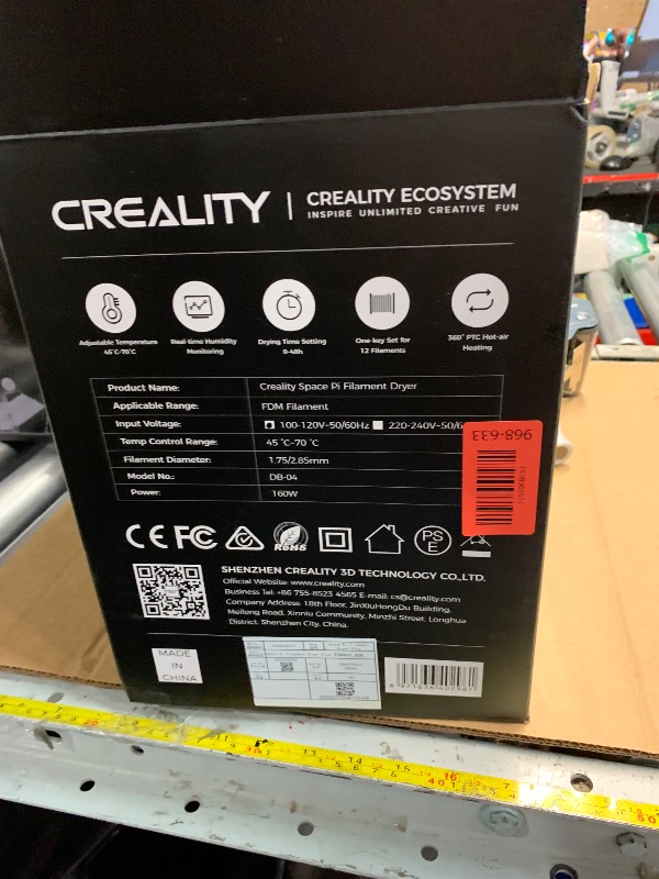 Photo 1 of (see all images) 2025 New Creality Space PI Filament Dryer Plus Halloween Gifts, Dual-Spool 3D Printing Filament Dryer Box,